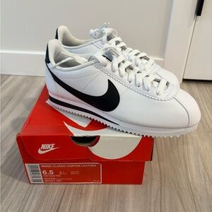 Nike White and Black Women's Cortez Classic Sneakers (6.5)